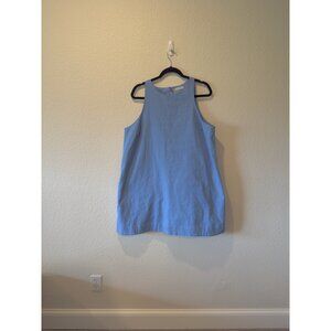 Abercrombie & Fitch Keyhole Back Linen-Blend Mini Dress Cornflower Blue XL